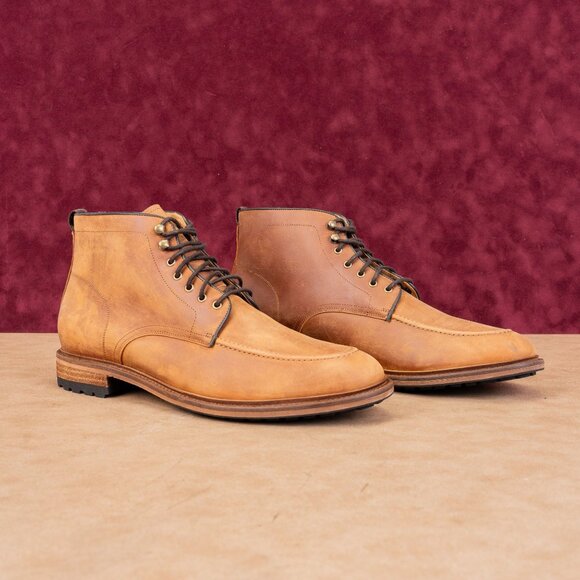 Warfield & Grand Men Cognac Leather Lace-up Dress Combat Boots sz 13 - Picture 1 of 8